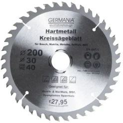 GERMANIA HM Kreissägeblatt Ø 200mm, 40 Zähne Für Holz
