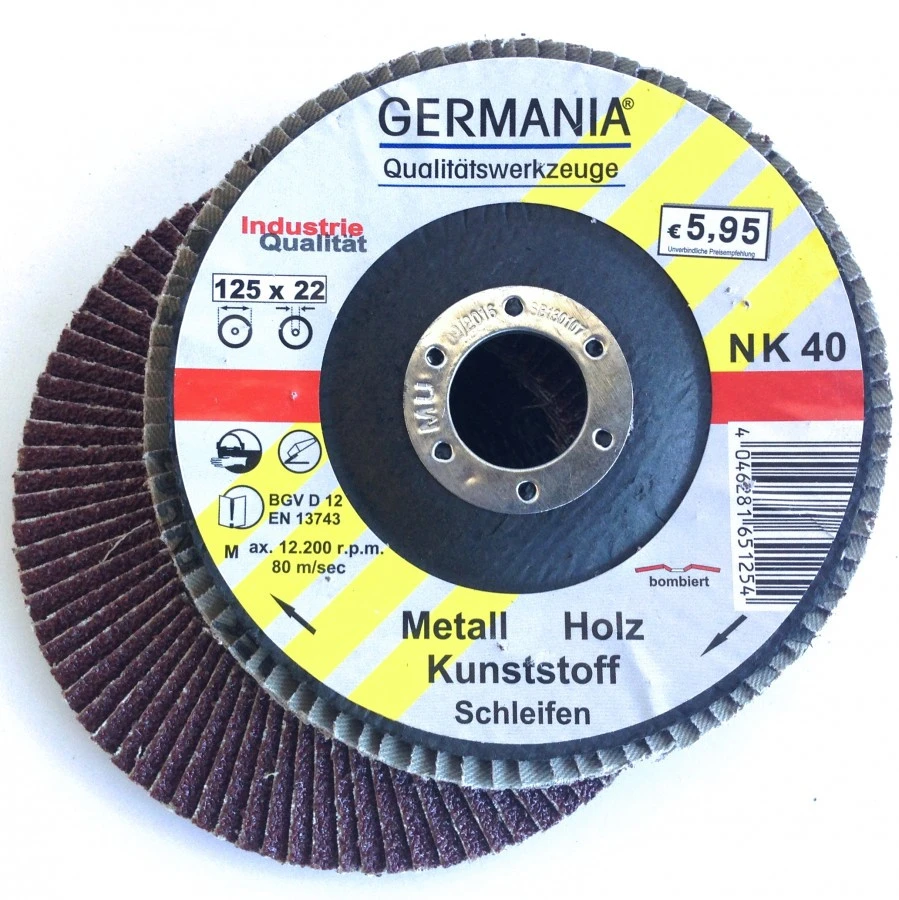Fächerscheibe 125x22,23 NK40 Bombiert Fächer Schleifscheibe Lamellenscheibe 1 Fächerscheibe 125x22,23 NK40 Bombiert Fächer Schleifscheibe Lamellenscheibe