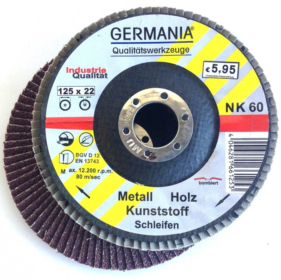 Fächerscheibe 125x22,23 NK60 Bombiert Fächer Schleifscheibe Lamellenscheibe 1 Fächerscheibe 125x22,23 NK60 Bombiert Fächer Schleifscheibe Lamellenscheibe