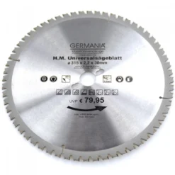 HM Multi Sägeblatt 315x30mm 60Zähne Universal Alu Holz Kunststoff Kreissägeblatt