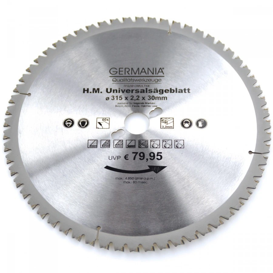 HM Multi Sägeblatt 315x30mm 60Zähne Universal Alu Holz Kunststoff Kreissägeblatt 1 HM Multi Sägeblatt 315x30mm 60Zähne Universal Alu Holz Kunststoff Kreissägeblatt