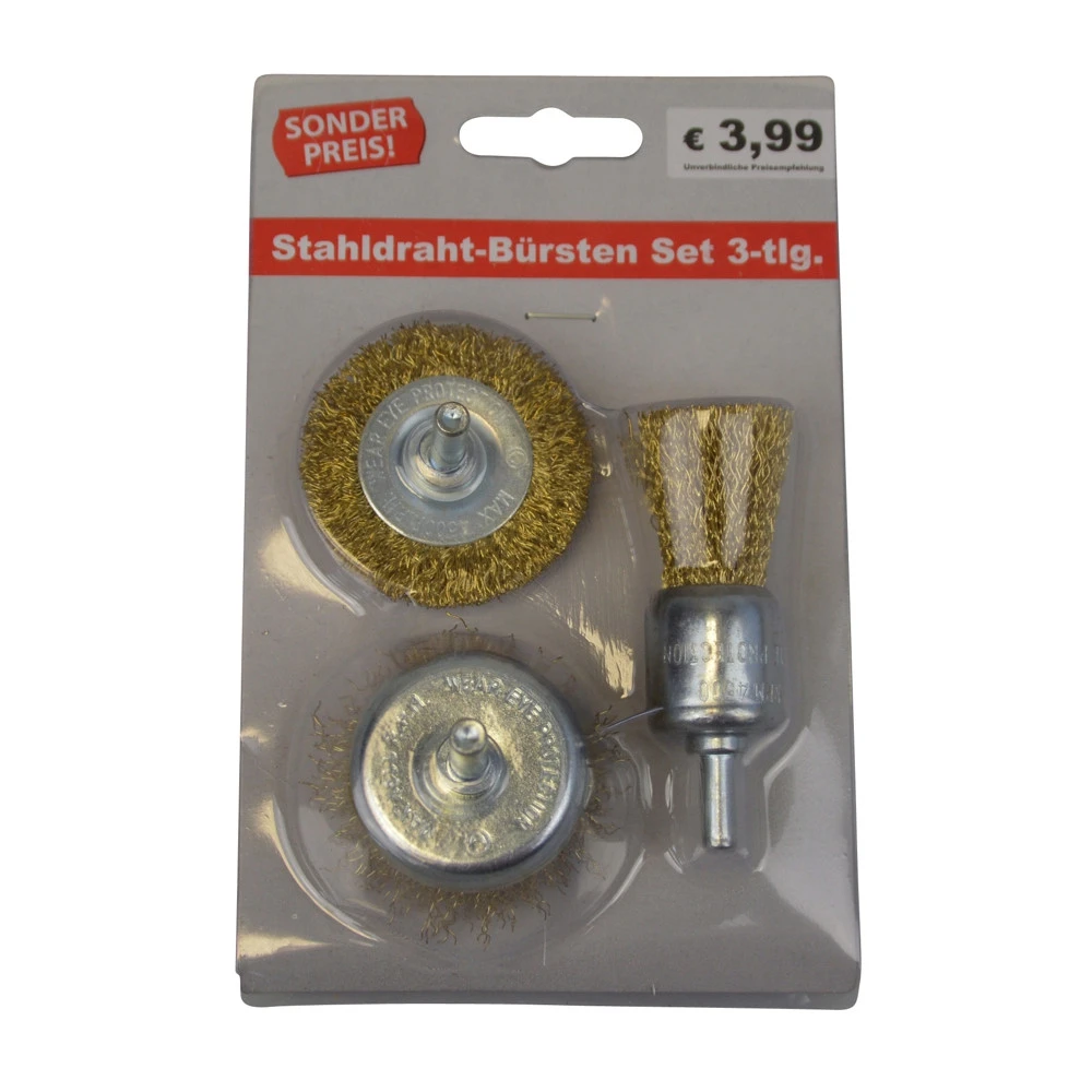 Stahldraht-Bürsten Set 3-teilig 1 Stahldraht-Bürsten Set 3-teilig