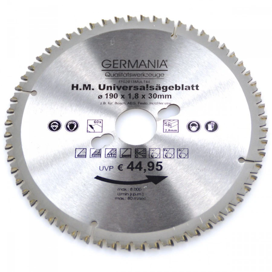 HM Multi-Sägeblatt 190x30mm 60Zähne Universal 1 HM Multi-Sägeblatt 190x30mm 60Zähne Universal